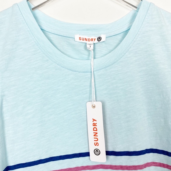 Sundry Light Blue Striped Cotton Tank 1 - Picture 6 of 9